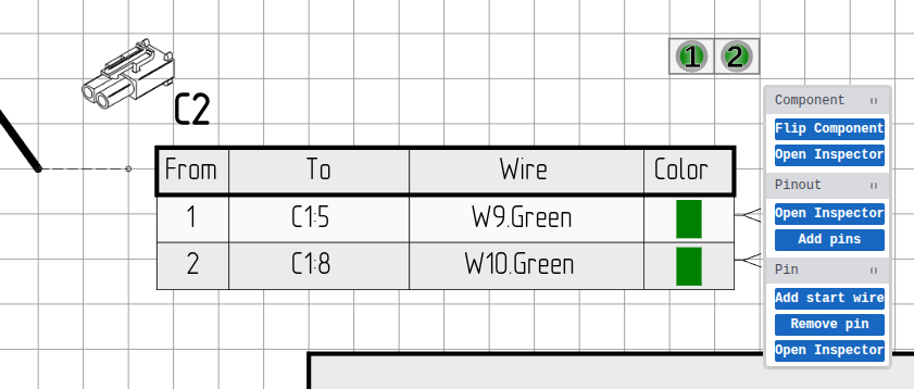 Right-click on pin in pinout